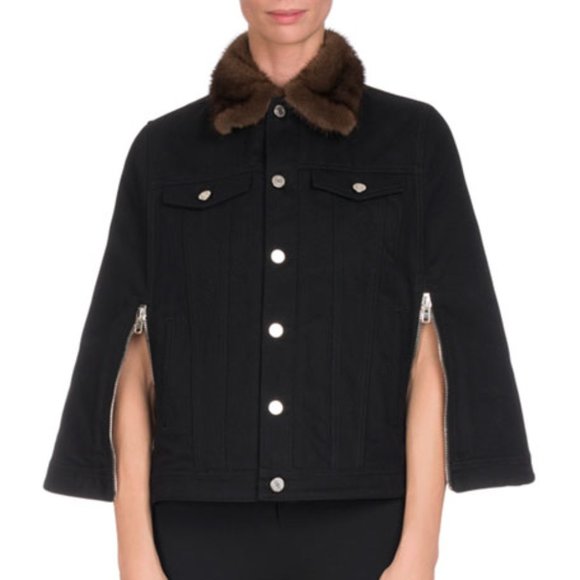 Givenchy Black Denim Cape/Poncho/Coat w/Mink Collar - Picture 1 of 16